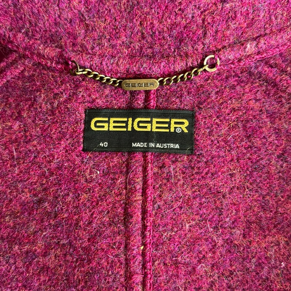 Geiger Austria Boiled Wool Jacket - Vintage Maroon Button-Front Cardigan Coat - Picture 6 of 13
